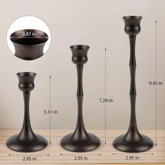 Metal Candlestick Holders, Set of 3 Bronze Candle Holders for Candlesticks 07FC0E-D4 - KOEEK