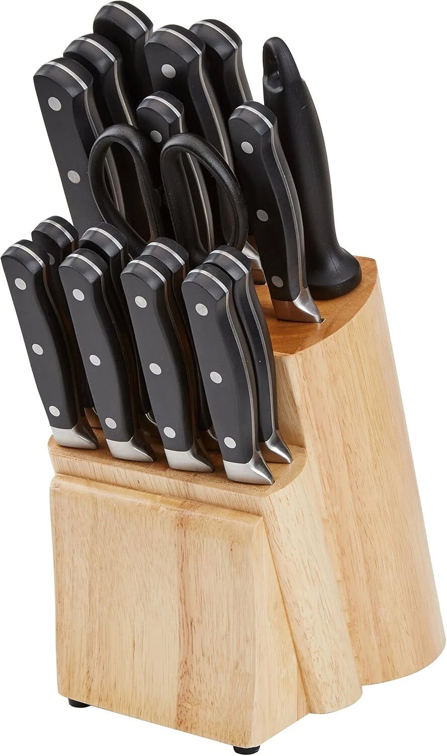 18-PiecePremium High Carbon Stainless Steel Blade Set with Pine Wood Block,Black 07FC0E-D4 - KOEEK