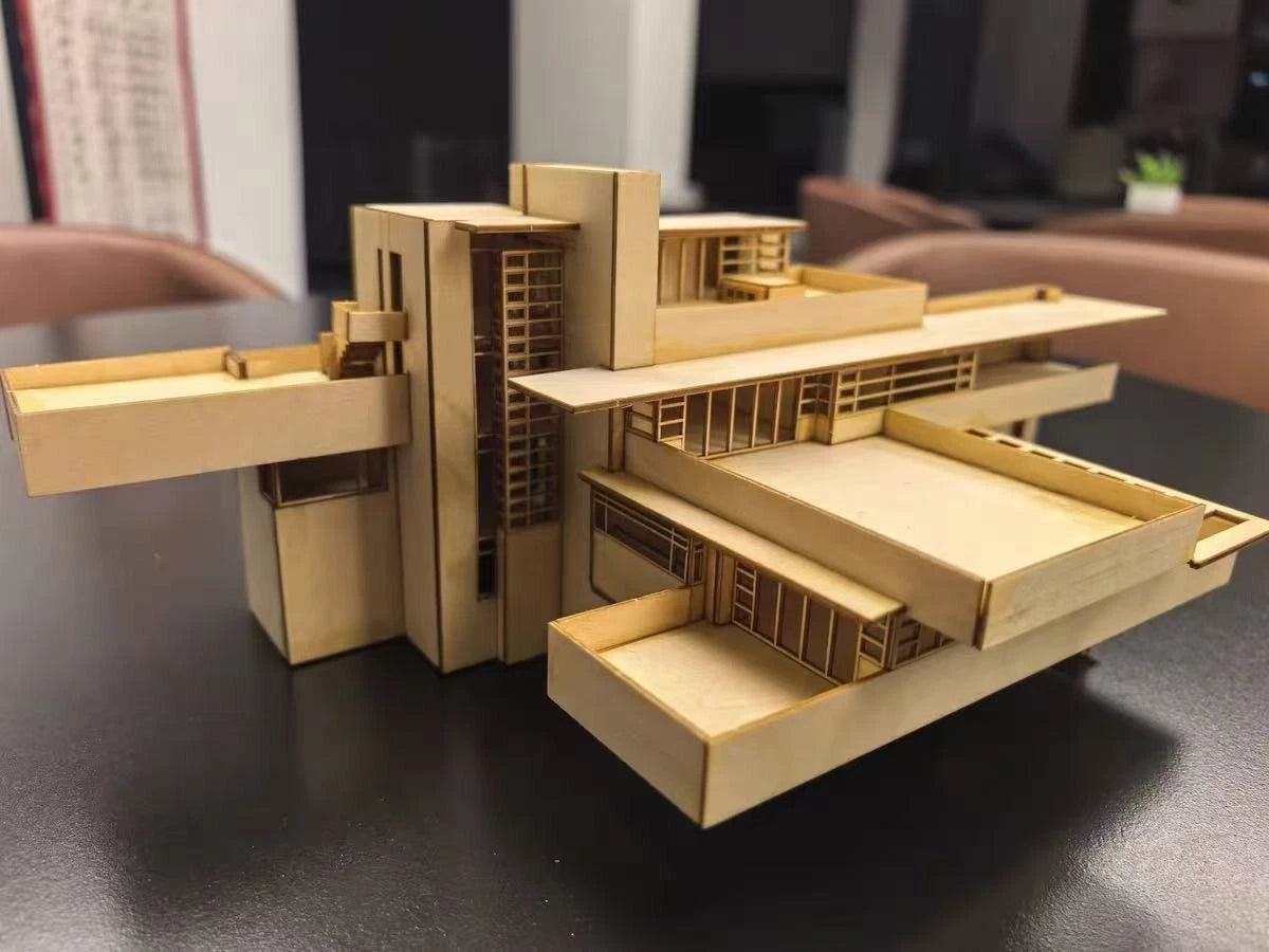 1/75/100 Fallingwater Villa 3D Wooden DIY Building Model Assembly Kits Set Gifts 07FC0E-D4 - KOEEK