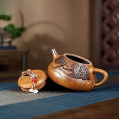 330ml Yixing Purple Clay Handmade Pot Tea Kettle with Filter Kungfu Teaware 07FC0E-D4 - KOEEK