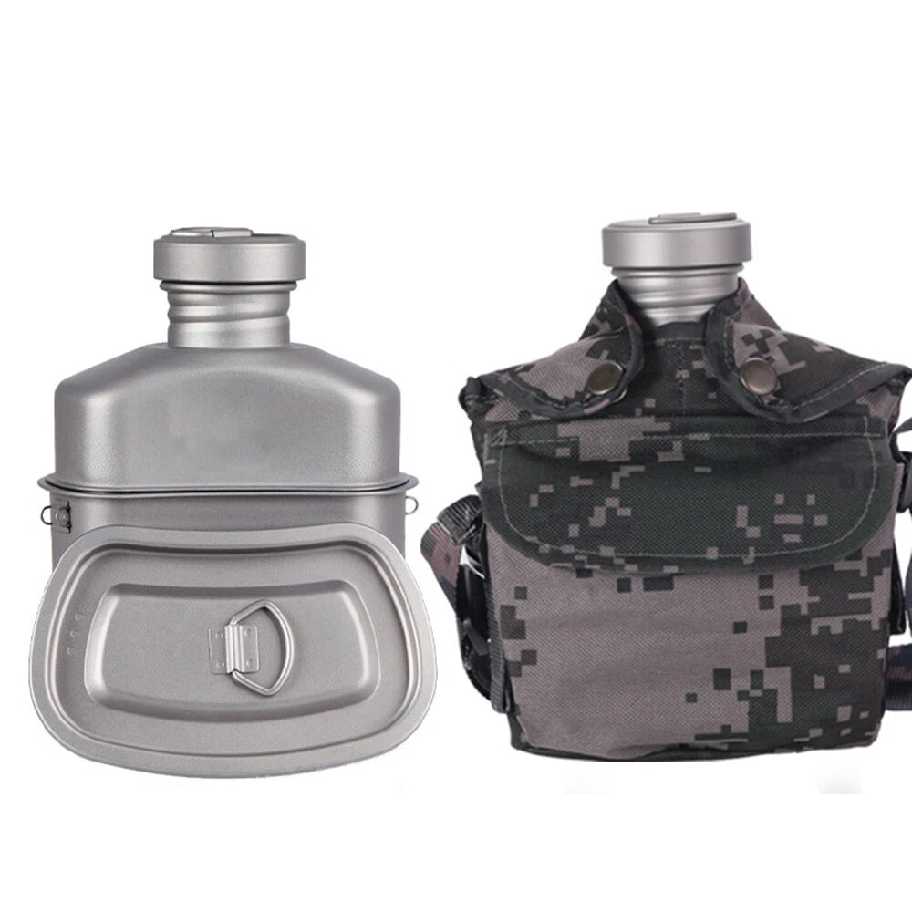 Outdoor Camping Canteen Kettle Titanium Cookware Picnic Hanging Pot Bowl Kit 07FC0E-D4 - KOEEK