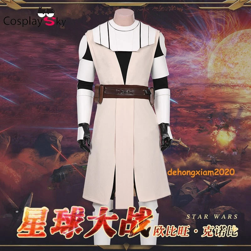 Star Wars The Clone Wars Obi Wan Kenobi Cosplay Costume Uniform Outfit Halloween 07FC0E-D4 - KOEEK