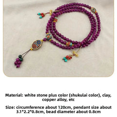 Exquisite Retro Nepal Luck Stone Long Necklace Tassel Crossbody Chain Bracelet 07FC0E-D4 - KOEEK