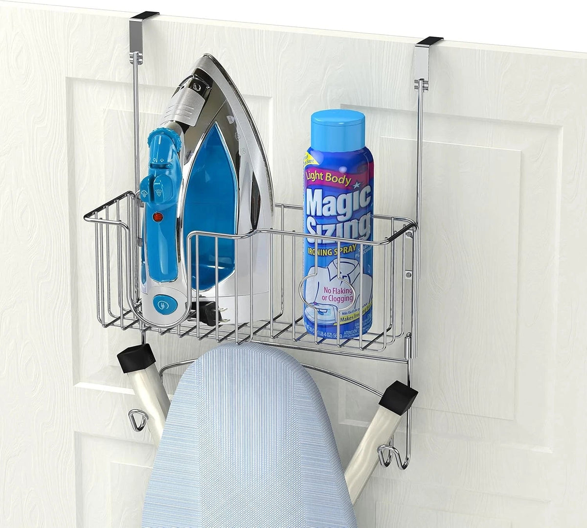 Over-The-Door/Wall-Mount Ironing Board Holder, Chrome 07FC0E-D4 - KOEEK