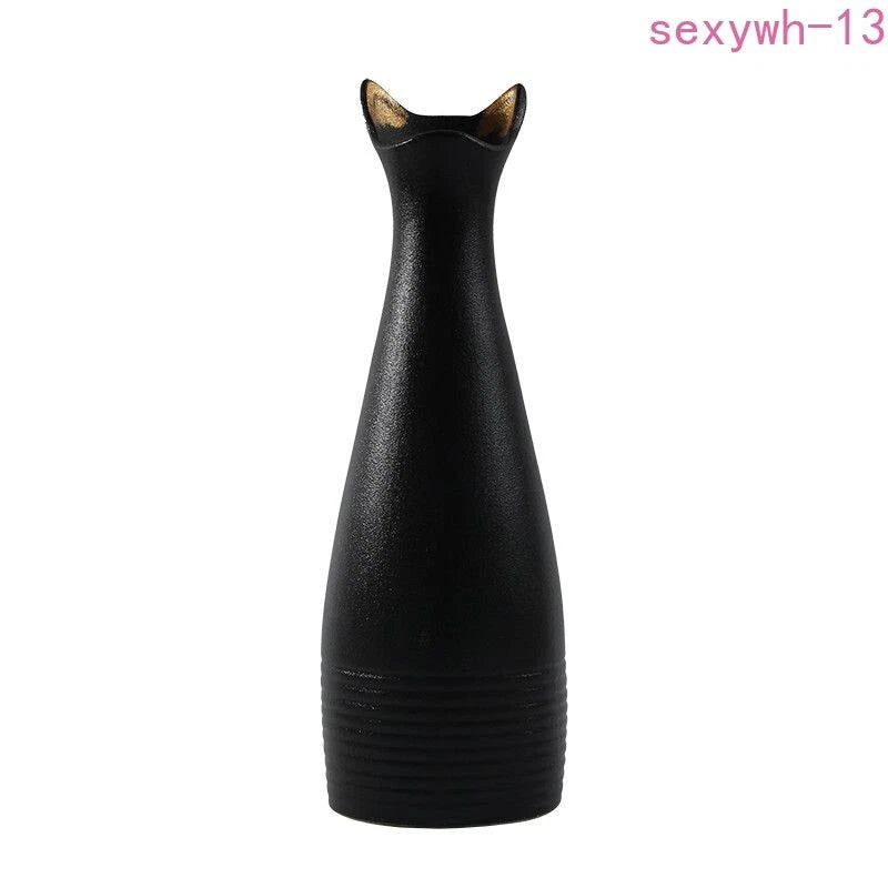Cat-shaped Flower Vase White Ceramic Vase Creative Simple Home Decor Flower Vase 07FC0E-D4 - KOEEK