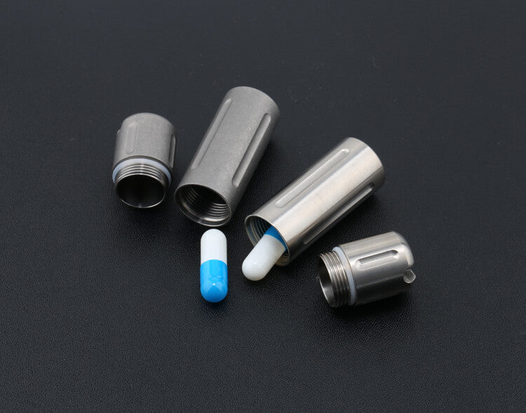 Waterproof canister pill Container Titanium EDC Emergency Key pendant Keychain 07FC0E-D4 - KOEEK