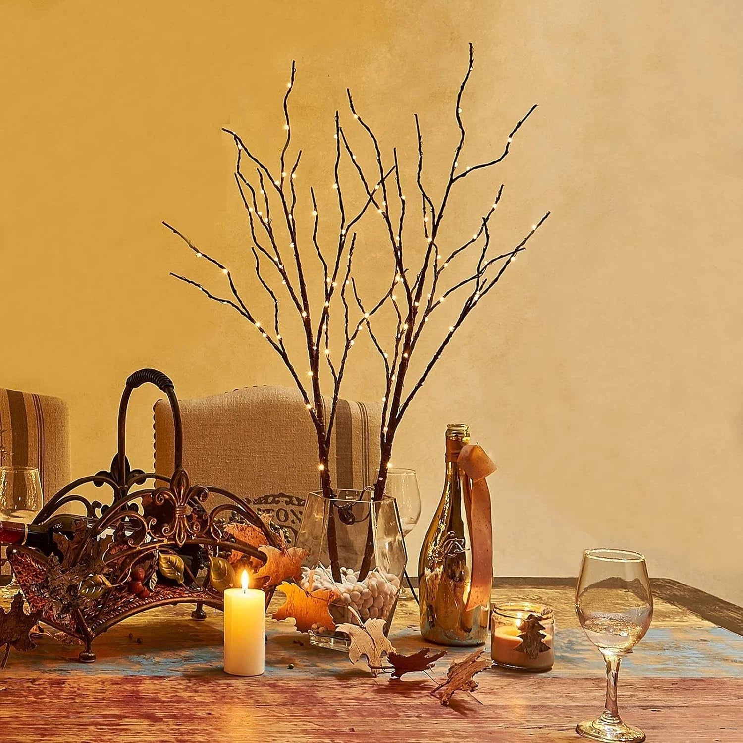 Light Brown Tree Branch 32 Inches 100 LED Light Strip with Timer 07FC0E-D4 - KOEEK