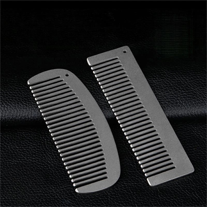 Women Titanium Alloy Comb Hair Beard Pocket Comb Portable Anti-static EDC Combs 07FC0E-D4 - KOEEK