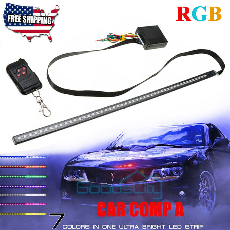 ny RGB Knight Rider Scanner Light Strip 22'' 48-LED Bil Flash Strobe Grille Light