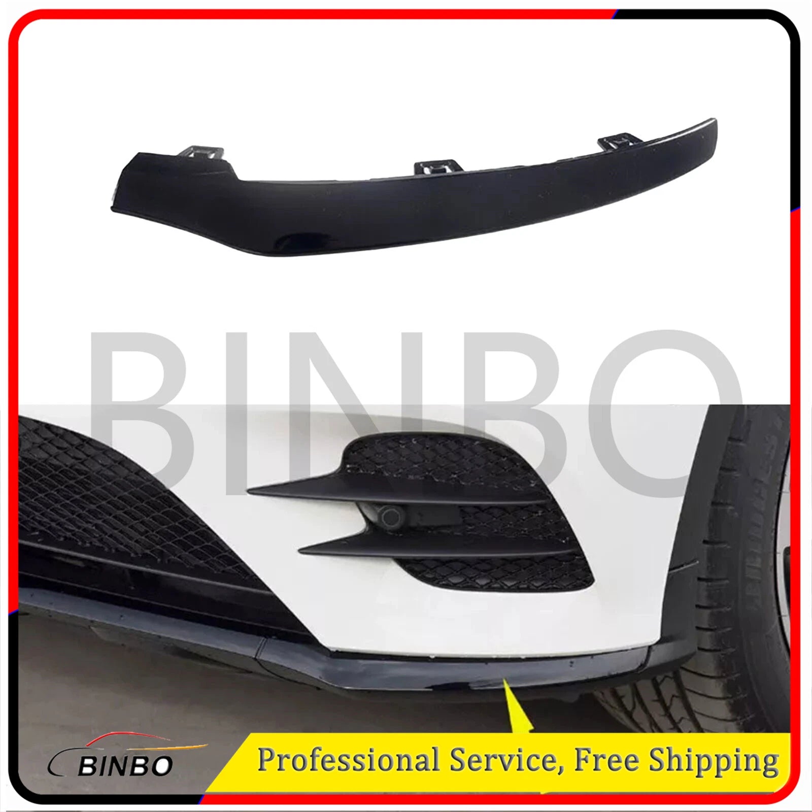 Left Driver LH Front Bumper Lip Black Trim Fit For 2017-2019 Mercedes X253 GLC 07FC0E-D4 - KOEEK