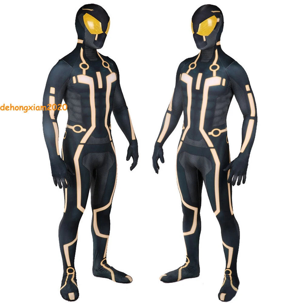 Tron Legacy Bodysuit Mask Zentai Men Jumpsuit Halloween Cosplay Costume Outfit 07FC0E-D4 - KOEEK