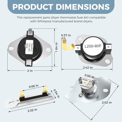 new Upgraded 3977393 Dryer Thermal Fuse 3387134 Cycling Thermostat 3392519... 07FC0E-D4 - KOEEK