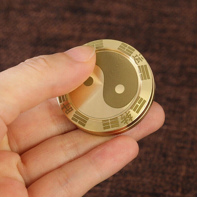 EDC Solid Brass Fidget Slider Clicker luck Coin Tai Chi Haptic Toy for Adult 07FC0E-D4 - KOEEK