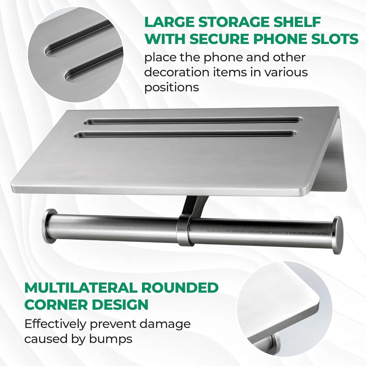 Toilet Paper Holder -Aluminum Double Roll Toilet Paper Holder, 3M Self-Adhesive 07FC0E-D4 - KOEEK