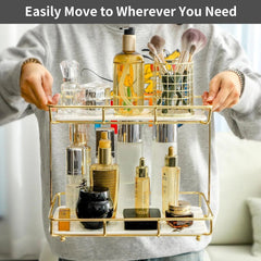 Bathroom Organizer Countertop Makeup Organizer Stainless Steel Gold Shelf 07FC0E-D4 - KOEEK