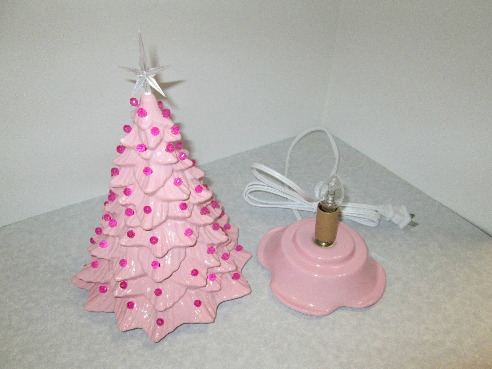 "Pink Glazed  Ceramic Christmas Tree"  ly Made/ Extra Lights 07FC0E-D4 - KOEEK