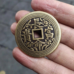 43mm Old Copper 长命富贵 Coin Chinese Dragon Phoenix Brass Collect  Pendant 07FC0E-D4 - KOEEK