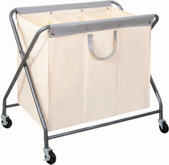 160L Foldable Laundry Basket with Wheels, Rolling Laundry Basket