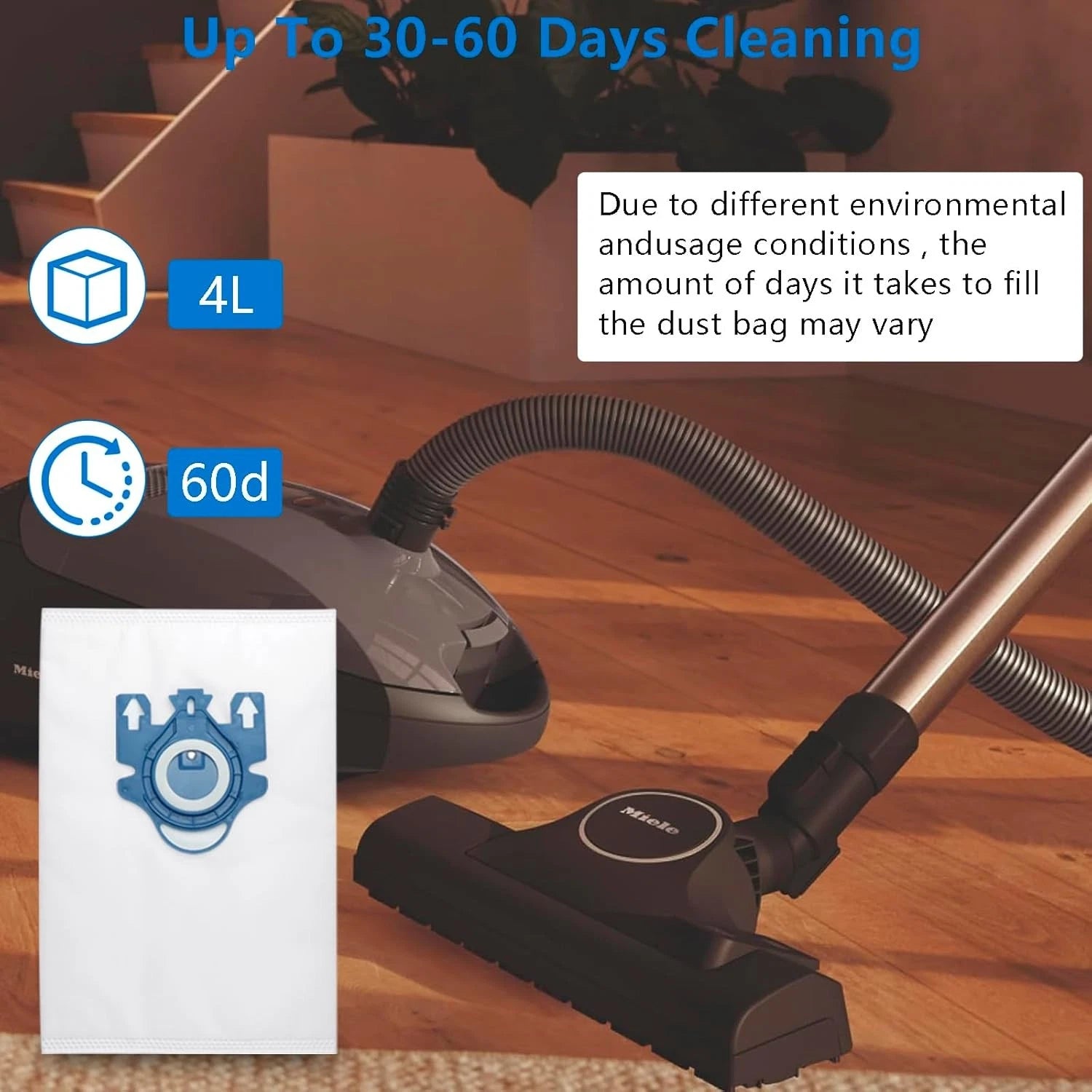14 Pack 3D Airclean GN Vacuum Bags Compatible with Miele Classic C1, Complete 07FC0E-D4 - KOEEK