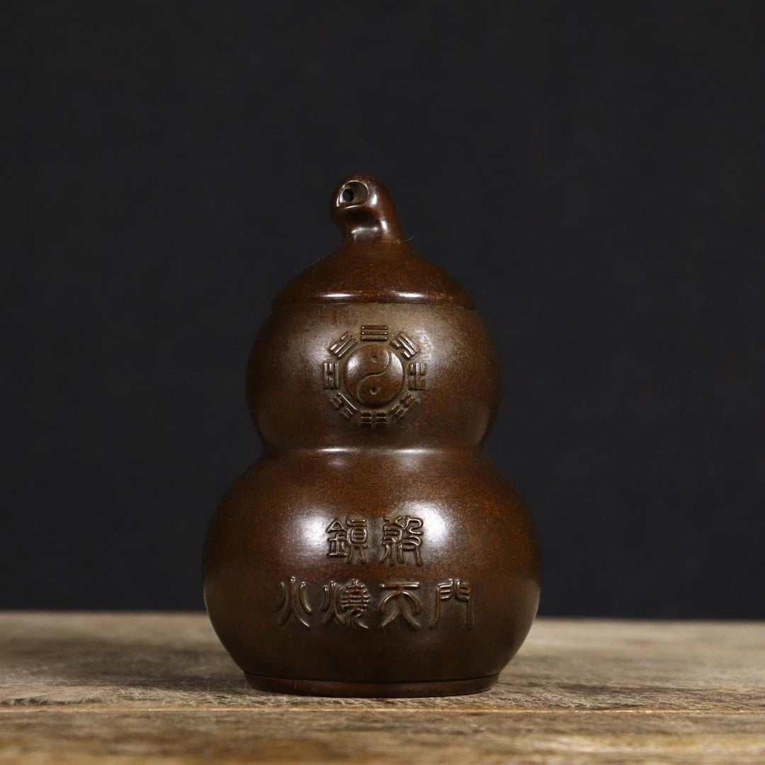 13.8cm Bagua Fire Dragon Gourd Bottle Figurine Feng Shui Copper Home Decor 07FC0E-D4 - KOEEK
