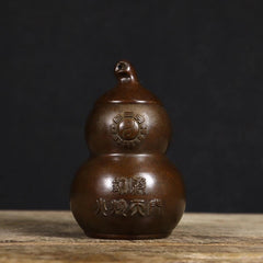 13.8cm Bagua Fire Dragon Gourd Bottle Figurine Feng Shui Copper Home Decor 07FC0E-D4 - KOEEK