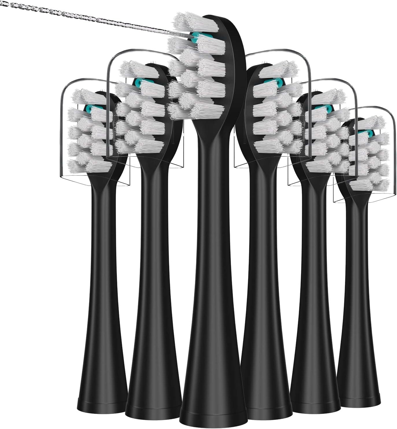 new Replacement Flossing Toothbrush Heads with Covers 1 Count (Pack of 6), Black 07FC0E-D4 - KOEEK