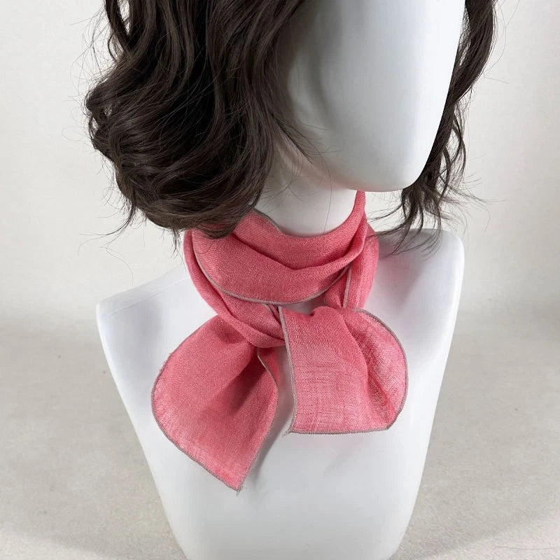 Womens  Linen Preppy Solid Necktie Thin Scarf Neckerchief Scarves Accessory 07FC0E-D4 - KOEEK