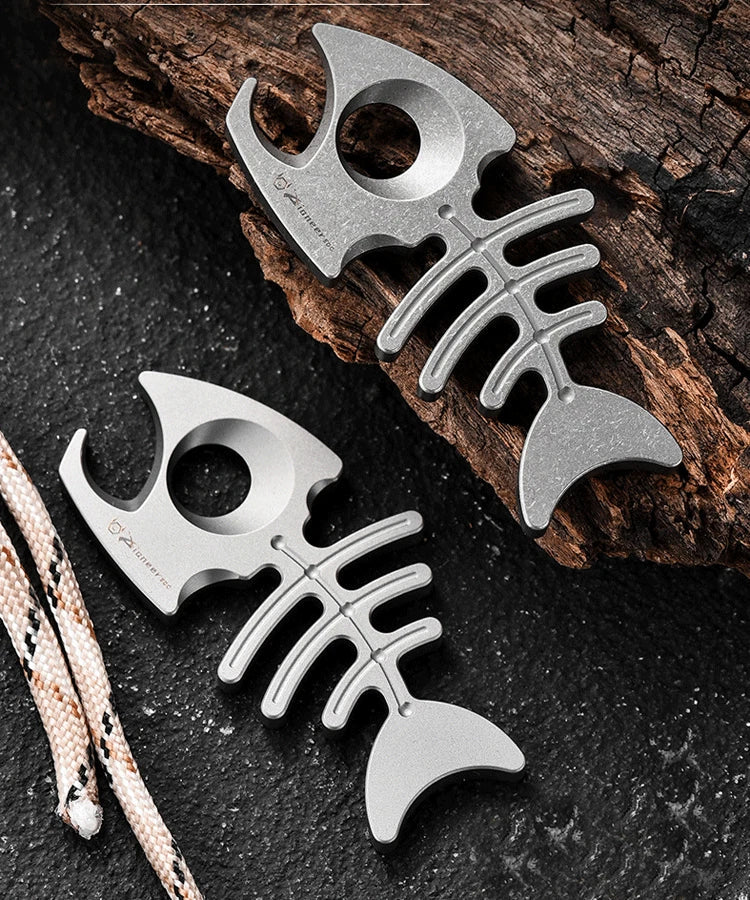 Titanium Alloy Fishbone Shape Bottle Opener Keychain Necklace Pendant EDC Gift 07FC0E-D4 - KOEEK