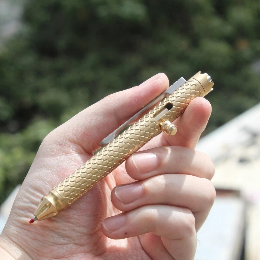 Brass Bolt Action Ballpoint Pen Signature Writing Pen with Fidget Spinner EDC 07FC0E-D4 - KOEEK