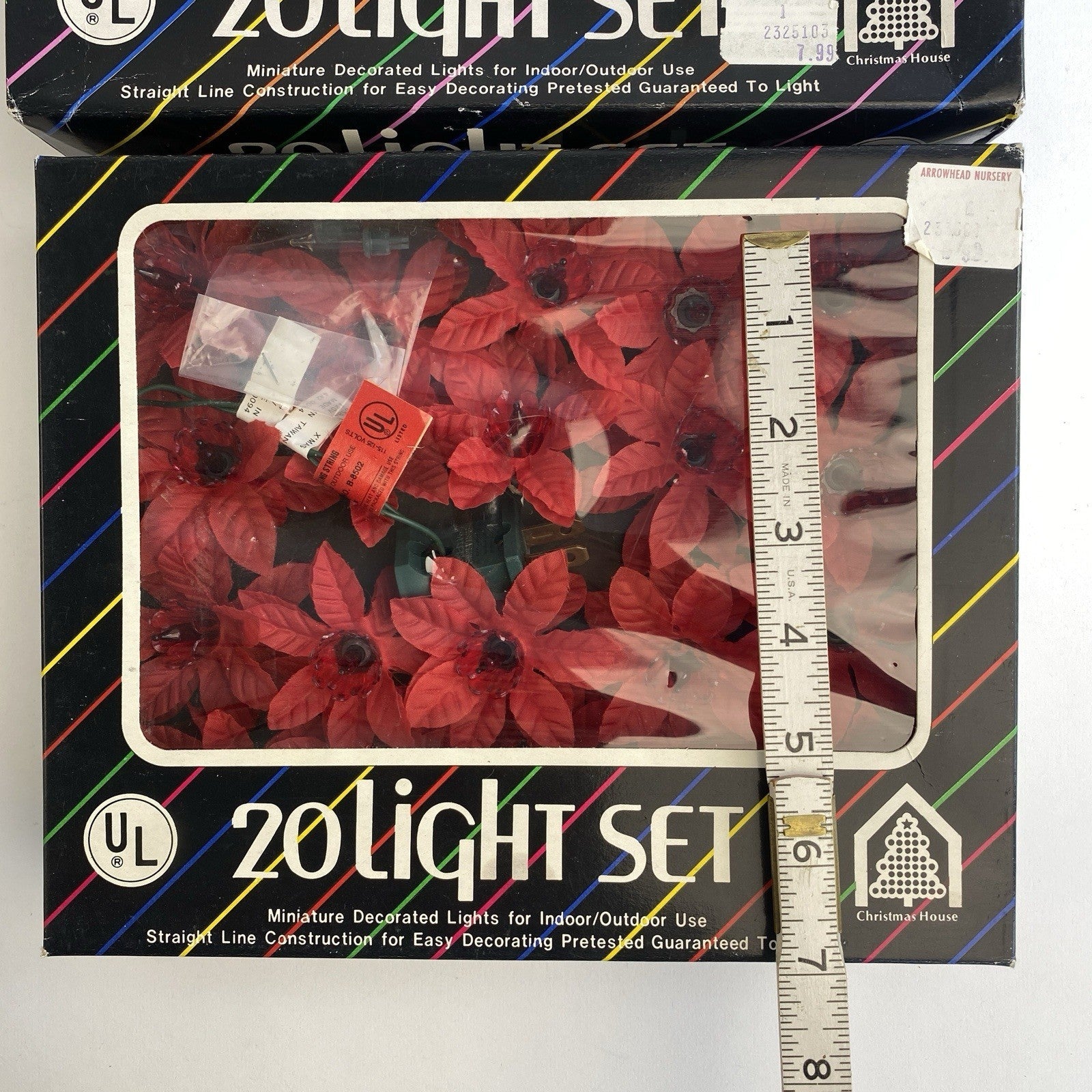 Vintage Red Silk Poinsettia Holiday Christmas String Lights Lot Of 40 07FC0E-D4 - KOEEK