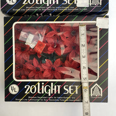 Vintage Red Silk Poinsettia Holiday Christmas String Lights Lot Of 40 07FC0E-D4 - KOEEK