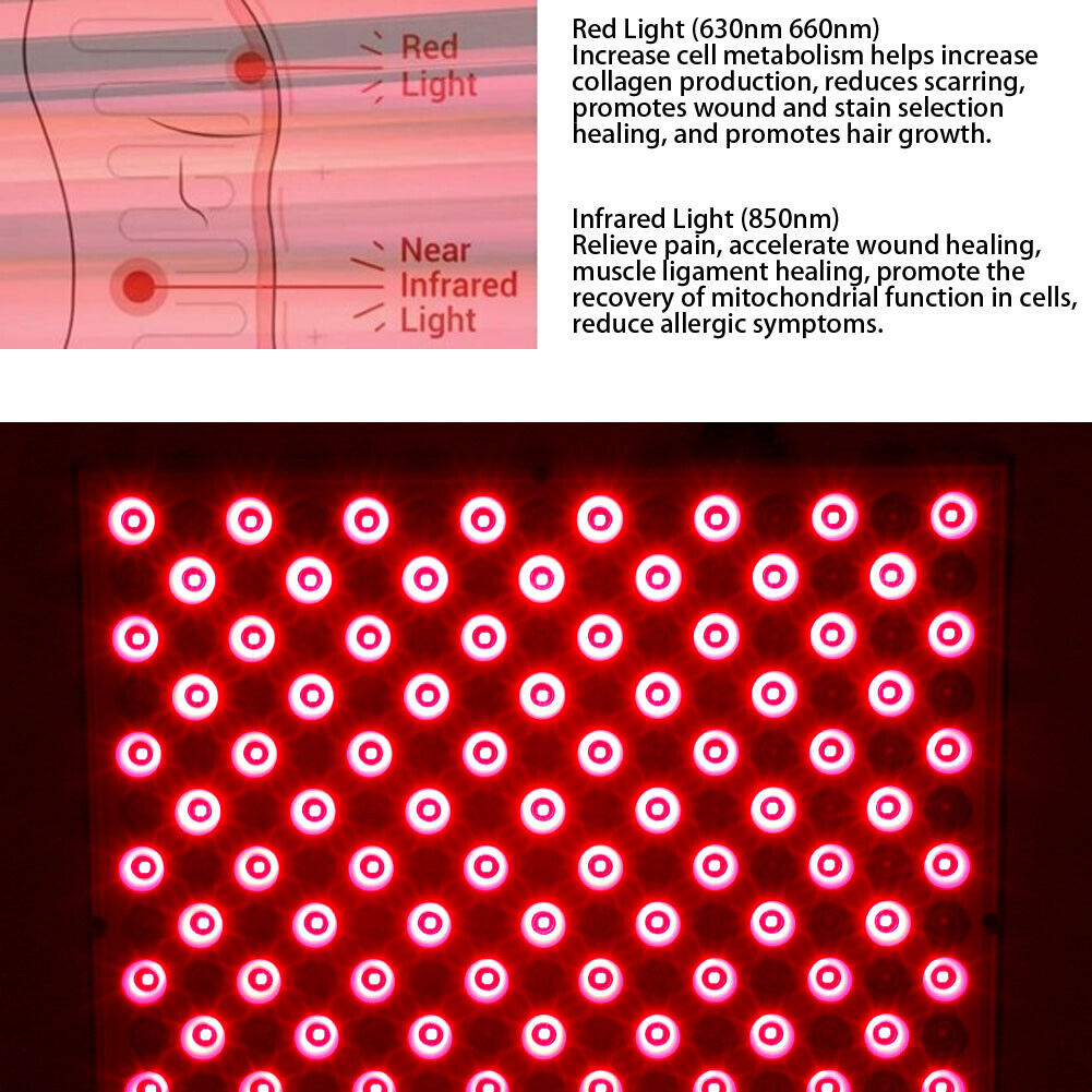 ny 45W LED-lampe rødt infrarødt lys Ansiktsmaskin for fjerning av akne arr (UK Plugg)