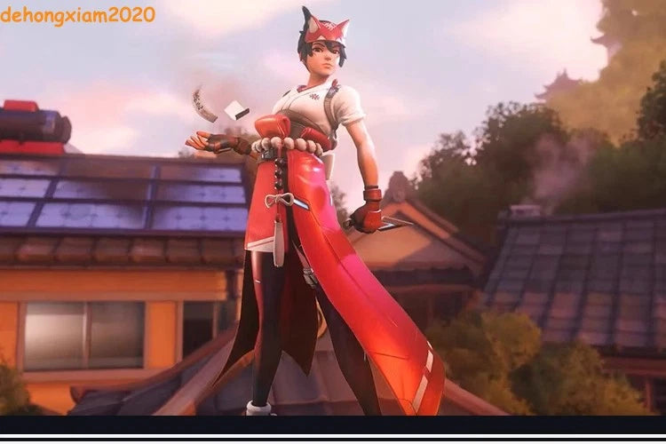 OW OVERWATCH2 Kiriko Costume Girls Top Pants Mask Outfit Cosplay Prop Halloween 07FC0E-D4 - KOEEK