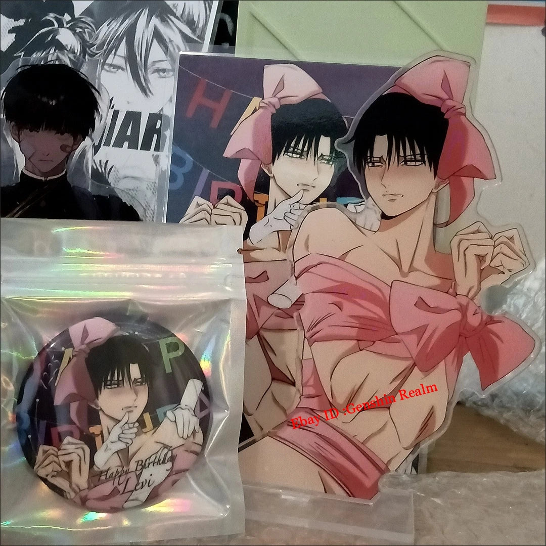 Anime Attack On Titan Levi Birthday Gift Desktop Stand Collection (With Badge) 07FC0E-D4 - KOEEK