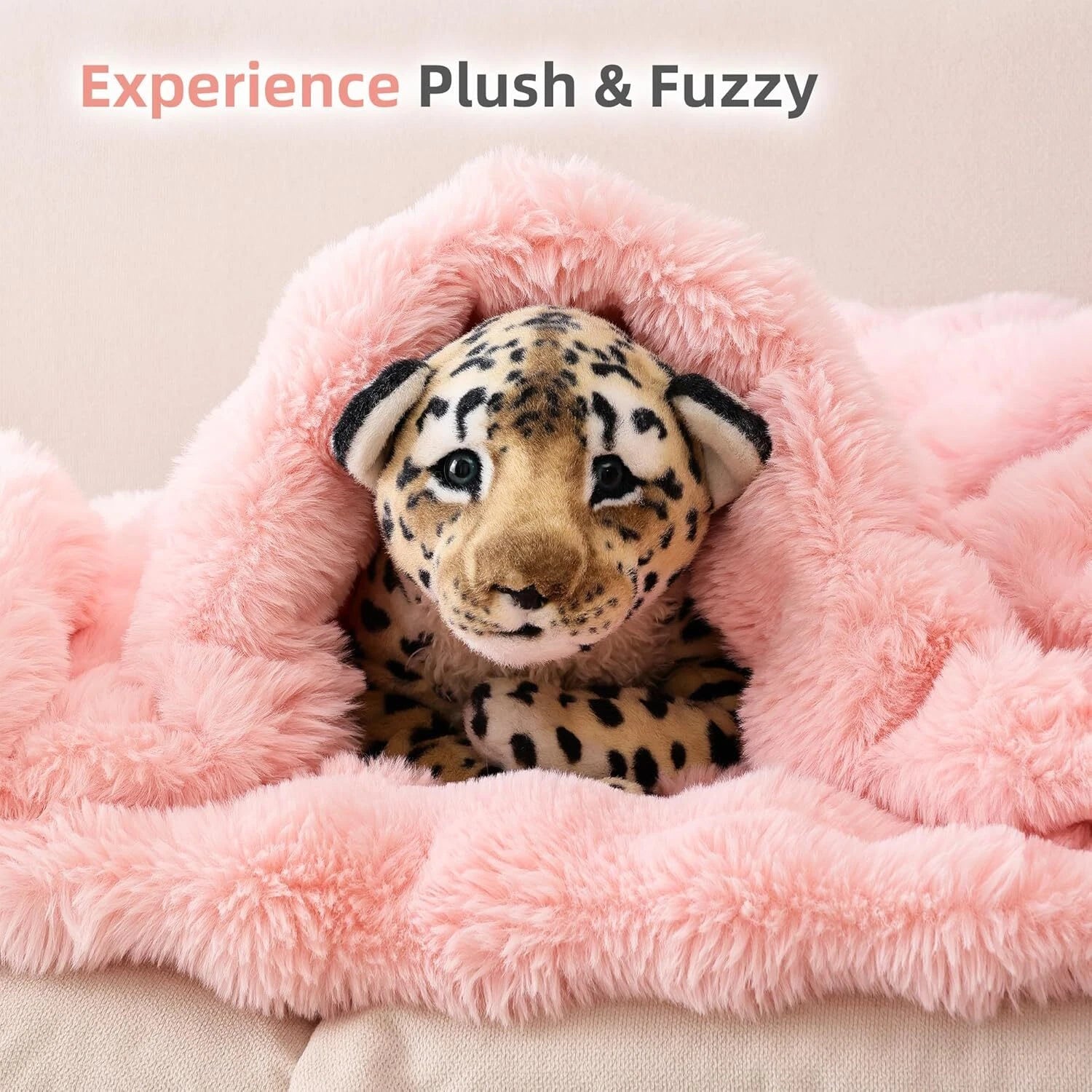 Fur Throw Blanket for Couch – Blush Pink Fluffy Cozy Rabbit Fleece, Plush Soft 07FC0E-D4 - KOEEK