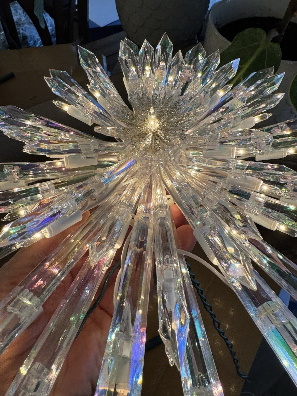 GE 50 Light Large Crystal Style Star Snowflake Christmas Tree Topper Big 14" wBX GE - KOEEK