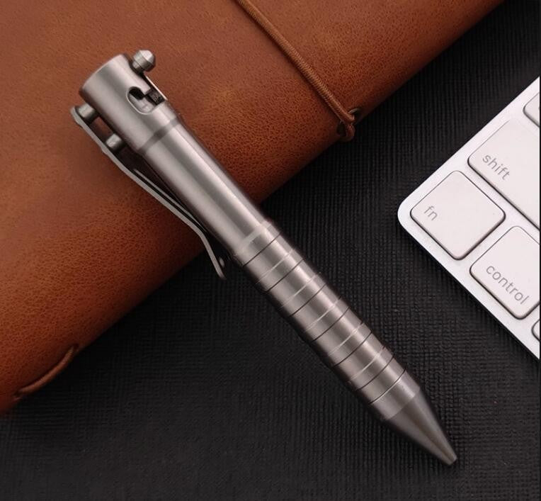 EDC Portable Pocket Outdoors Pen Solid TC4 Titanium Alloy Bolt Action Ball Pen 07FC0E-D4 - KOEEK