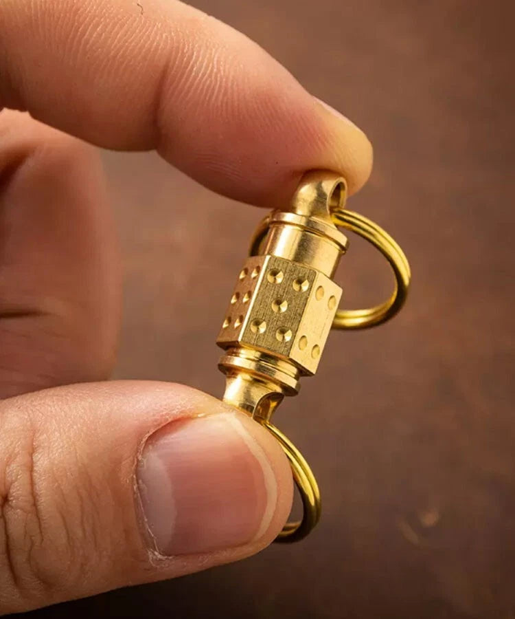 EDC Solid Brass Insert Buckle Gimbal Ring Portable Double Keychain Pendant Tool 07FC0E-D4 - KOEEK