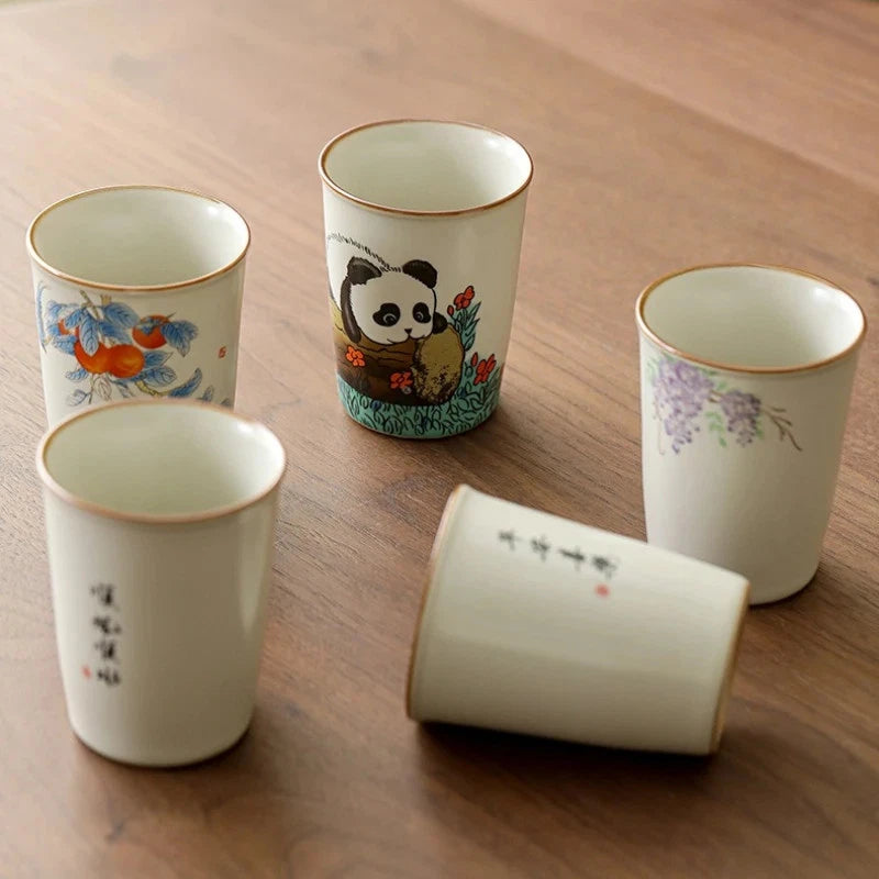 100ml Ceramic Ru Kiln Handpainted Cup Master Cup Tea Tasting Cup Kungfu Teaware 07FC0E-D4 - KOEEK