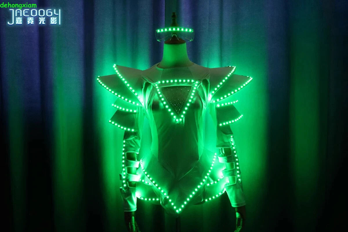 LED Luminous Mini Dress Woman Performance Costume Party DJ Bar Disco Nightclub 07FC0E-D4 - KOEEK