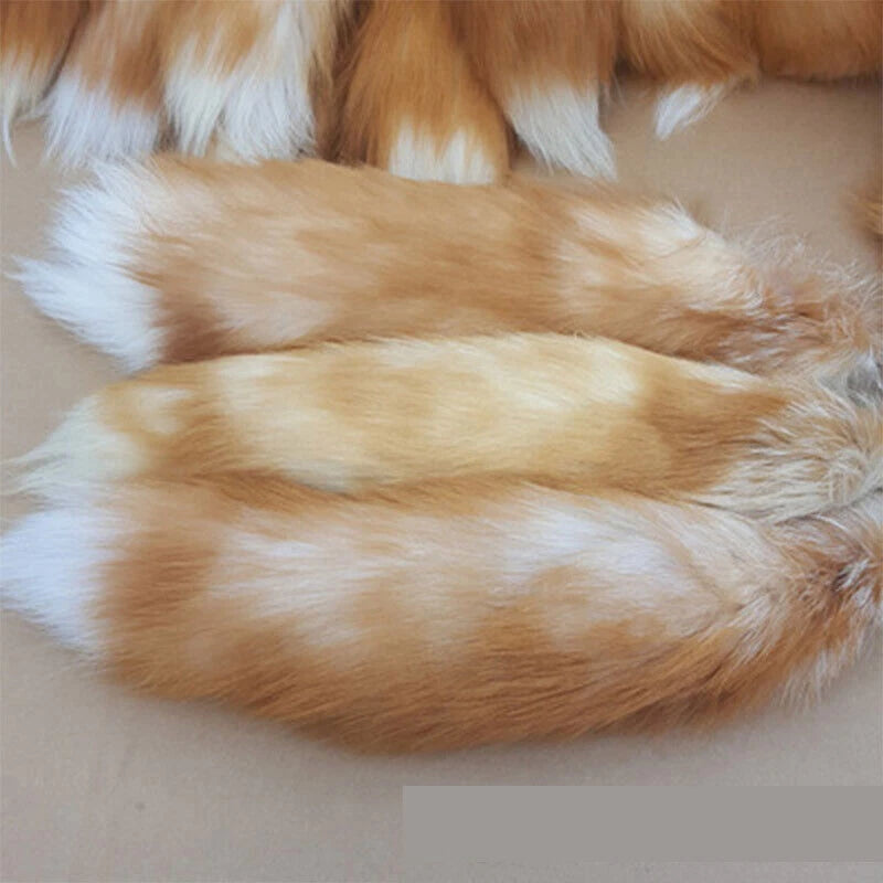 1PC Real Large Crystal Fox Tail Fur Keychain Tassel Bag Tag Charm Bag Pendant 07FC0E-D4 - KOEEK