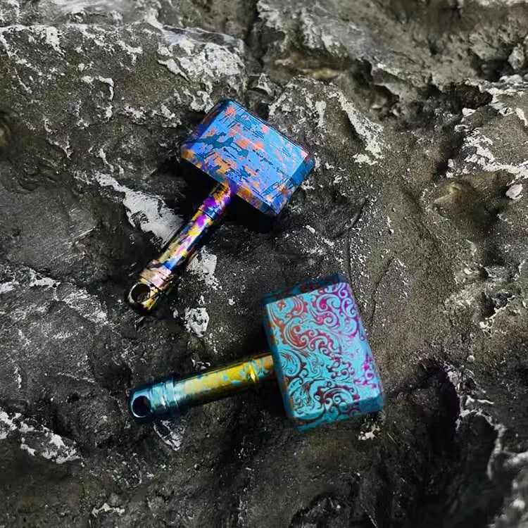 Titanium EDC Key Chain Necklace Hammer Pendant DIY Beads Paracord Bead Zip Head- 07FC0E-D4 - KOEEK