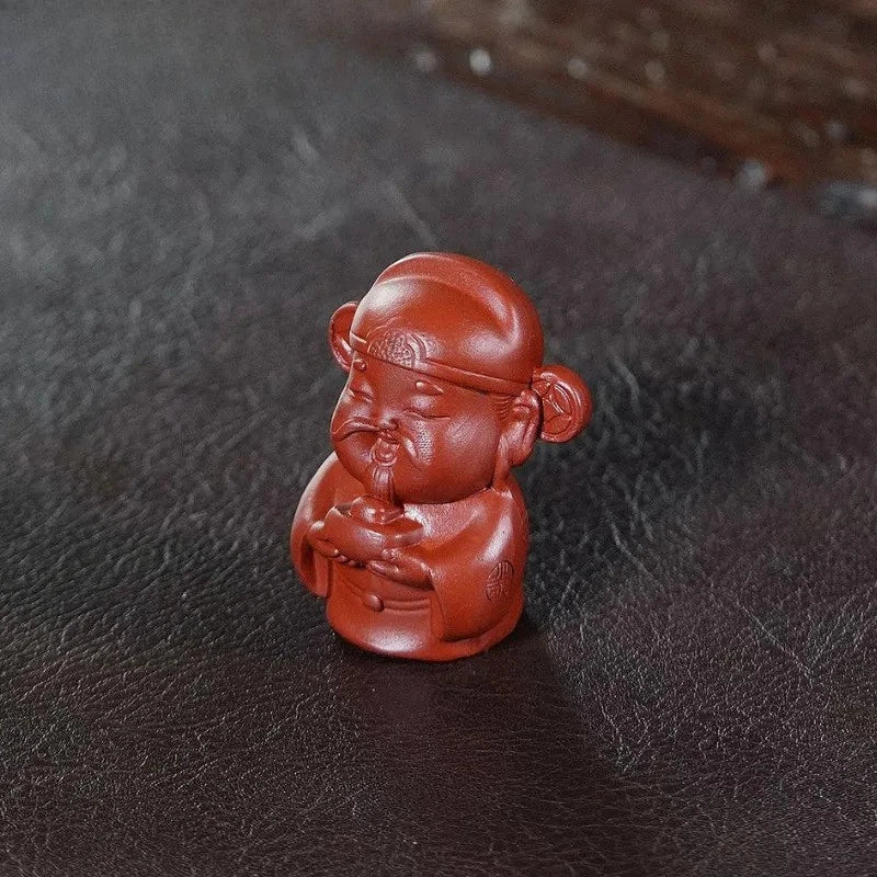 7.5cm Vintage Yixing Purple Clay Wealth God Tea Pet Tea Statue Ornaments Crafts 07FC0E-D4 - KOEEK