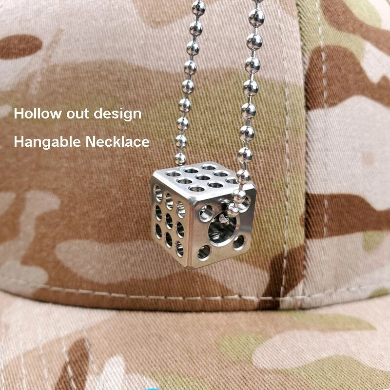 Titanium Hollow Out Dice Toy KTV Entertainment Supplies Hangable NecklaceEDC 07FC0E-D4 - KOEEK
