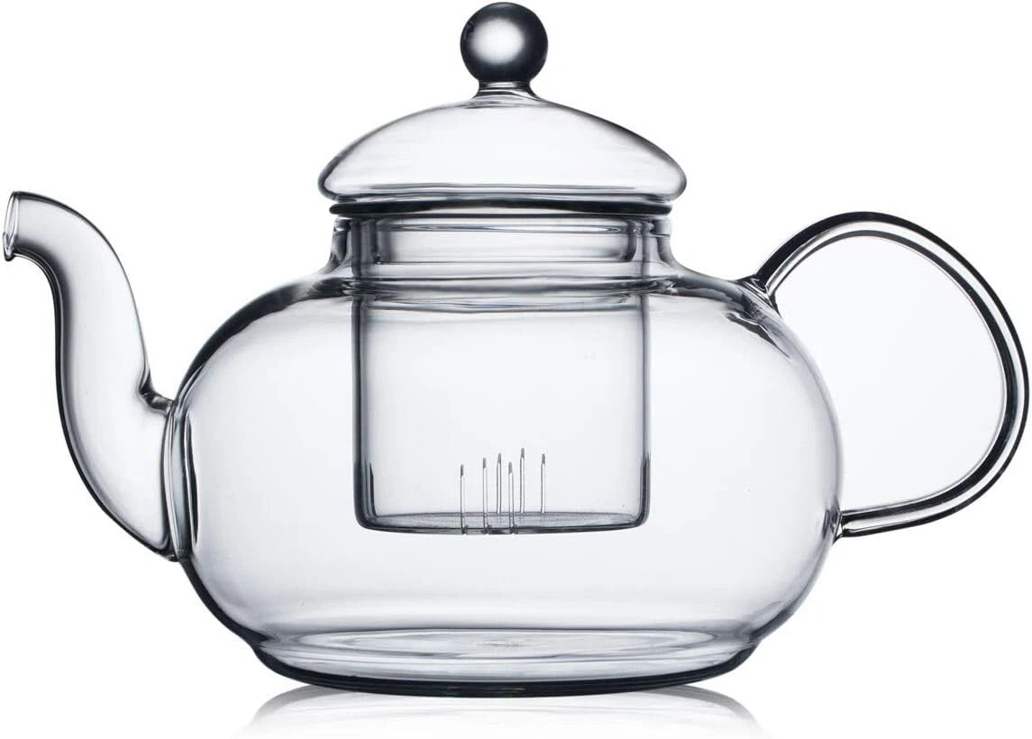 1200ml Glass Teapot with Removable Infuser,Stovetop Safe Tea Kettle,Blooming 07FC0E-D4 - KOEEK