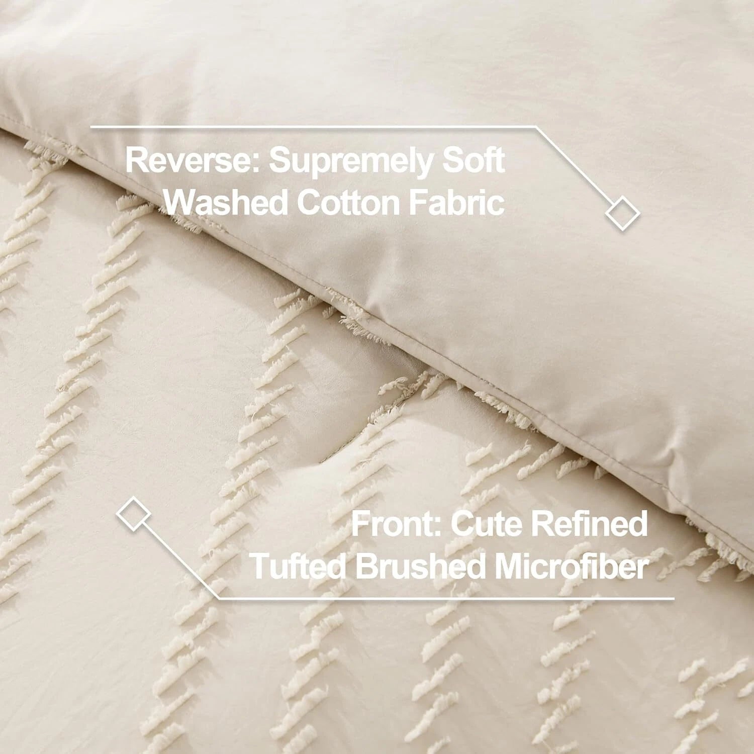California King Beige Comforter Set, 3 Piece, Fluffy Bed Set 07FC0E-D4 - KOEEK