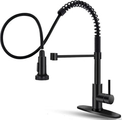 Black Kitchen Faucet with Pull Down Sprayer Stainless Steel Utility RV, Wet Bar 07FC0E-D4 - KOEEK