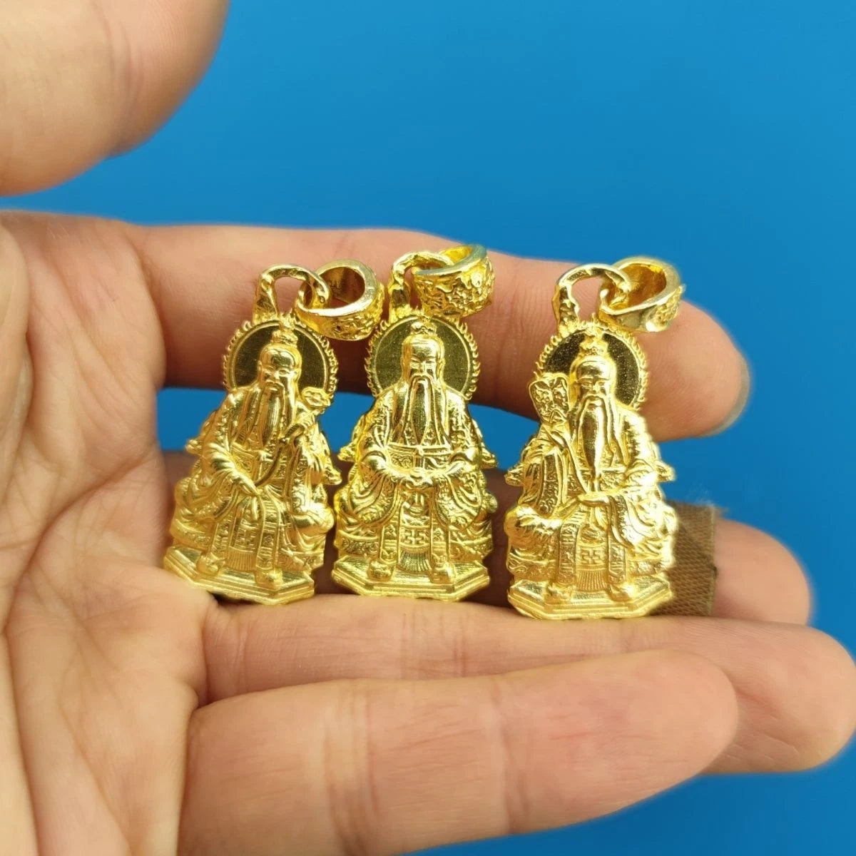 Brass Taoist Three Pure Ones Pendant Set Taishang Laojun Car Hang Amulet 07FC0E-D4 - KOEEK