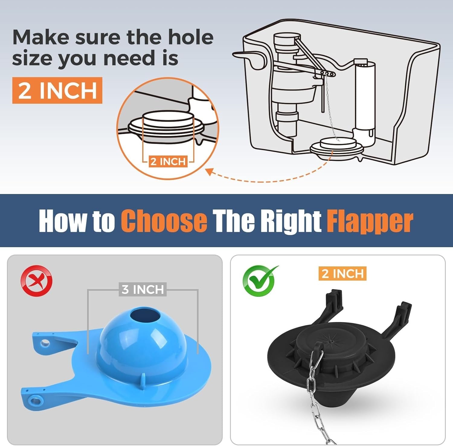 new Universal Toilet Flusher Replacement Kit, Water-Saving & Height Black