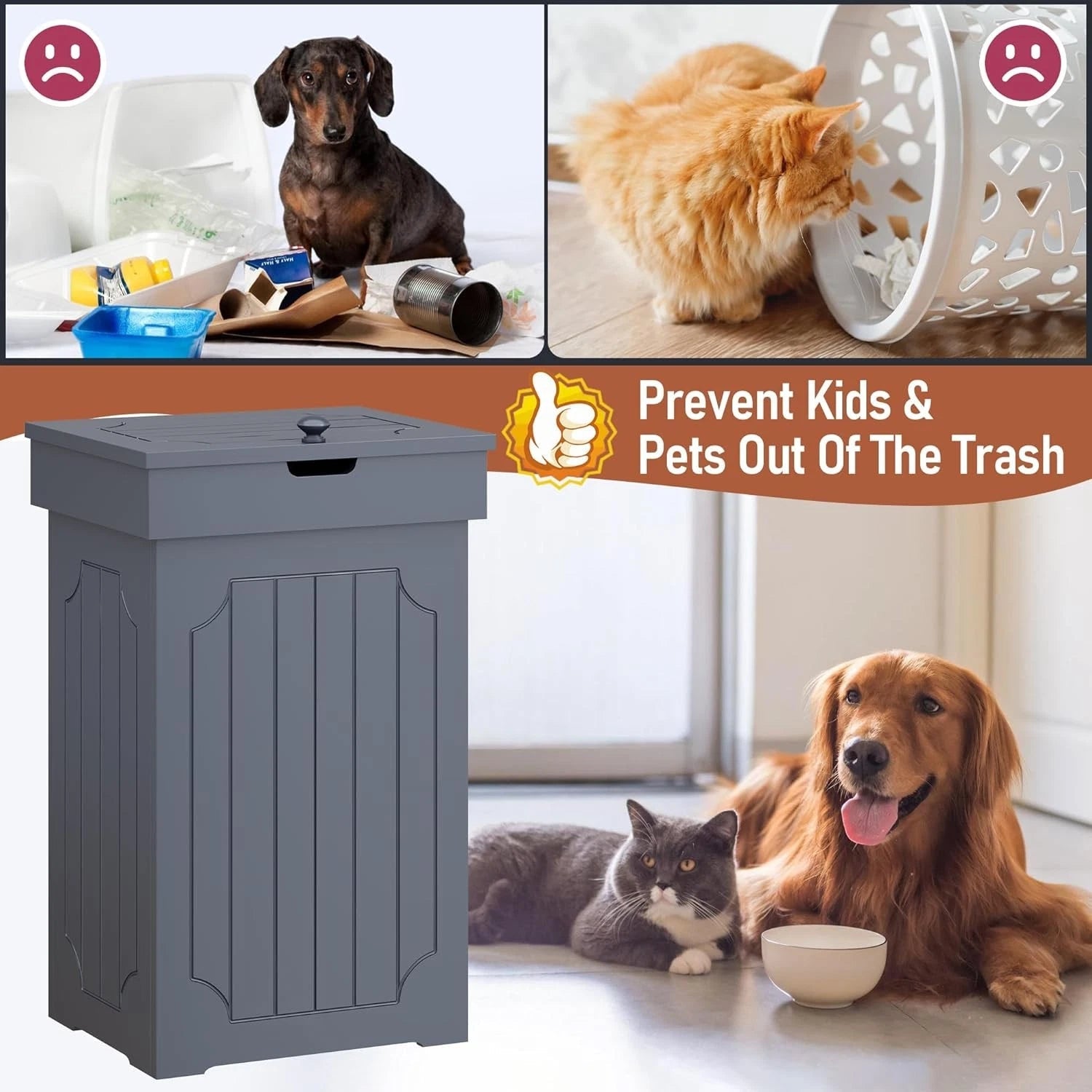 household trash can cabinet, 13-gallon kitchen trash can 07FC0E-D4 - KOEEK